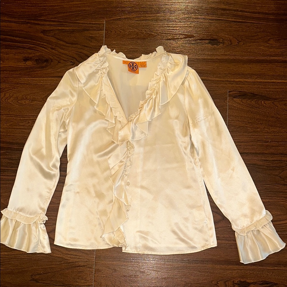 Tory Burch Cream Ruffle Blouse